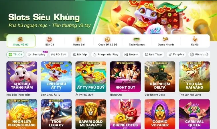 Đa dạng các trò chơi nổ hũ tại HM88