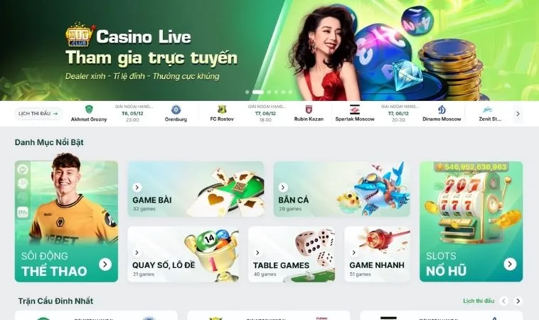 Giao diện trang chủ nhà cái HM88